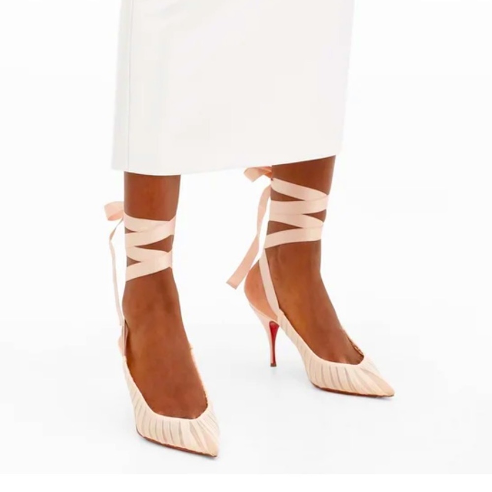 LOUBOUTIN GOYA RUBAN 80mm pleated tulle pumps